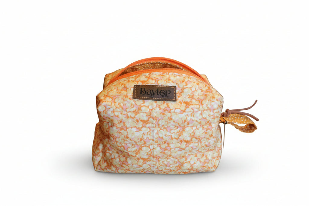 Orange Flower Dot Small Pouch