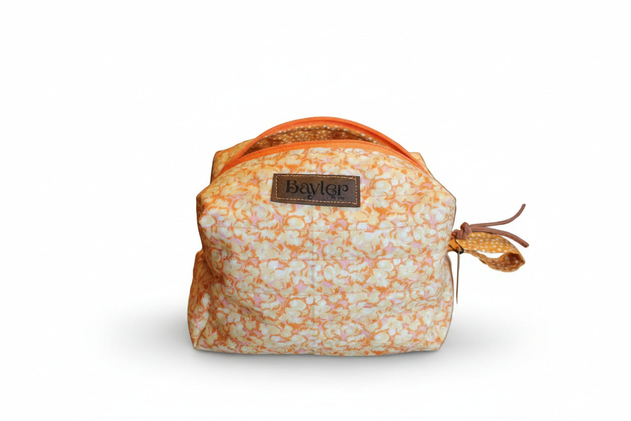 Orange Flower Dot Small Pouch