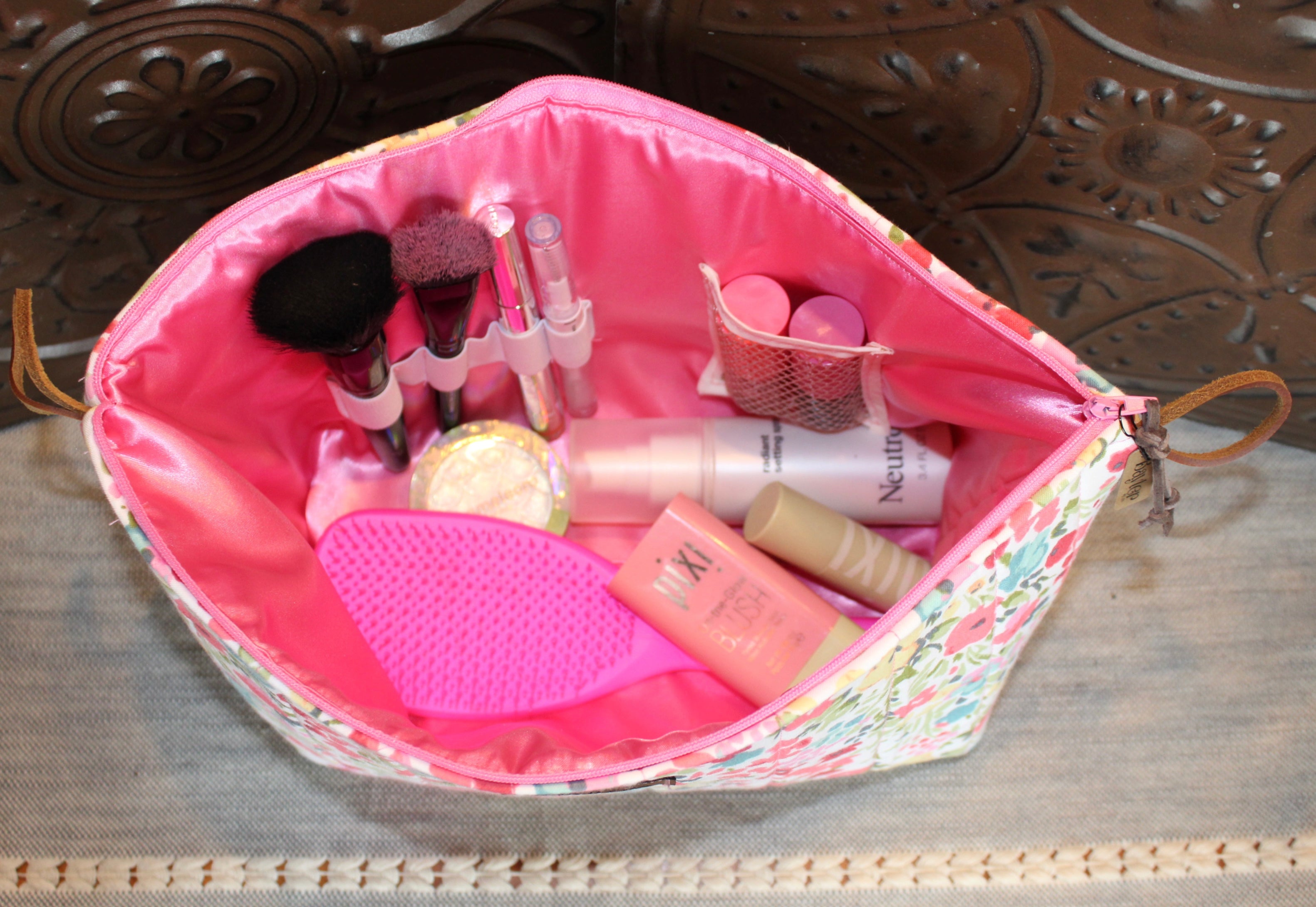Watercolor Flower XL Makeup Bag