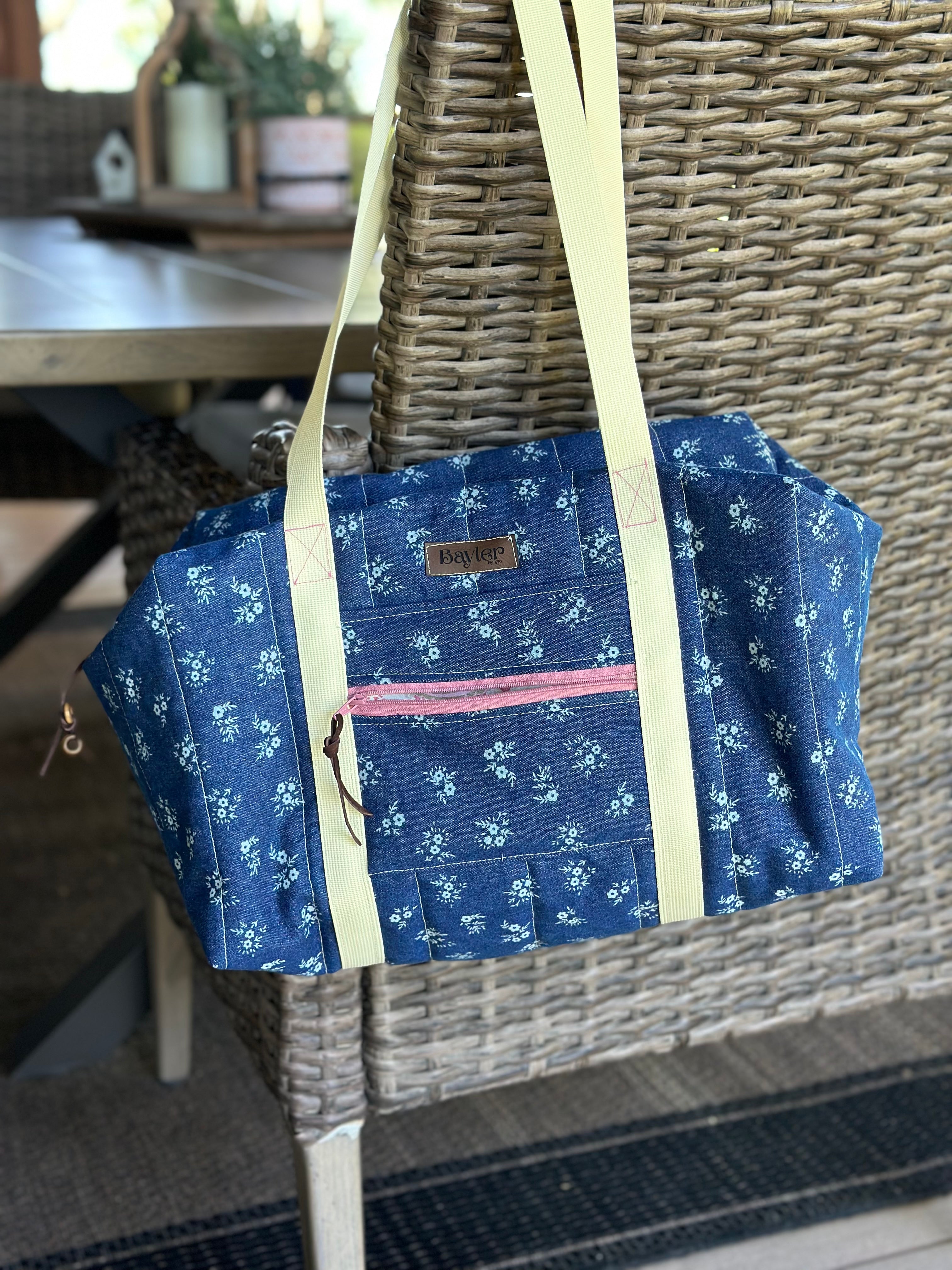 Denim Flower Duffle