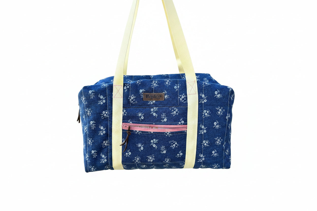 Denim Flower Duffle