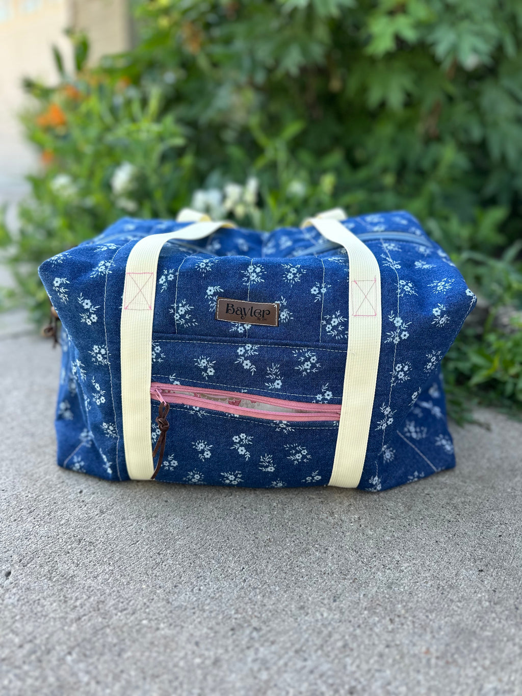 Denim Flower Duffle