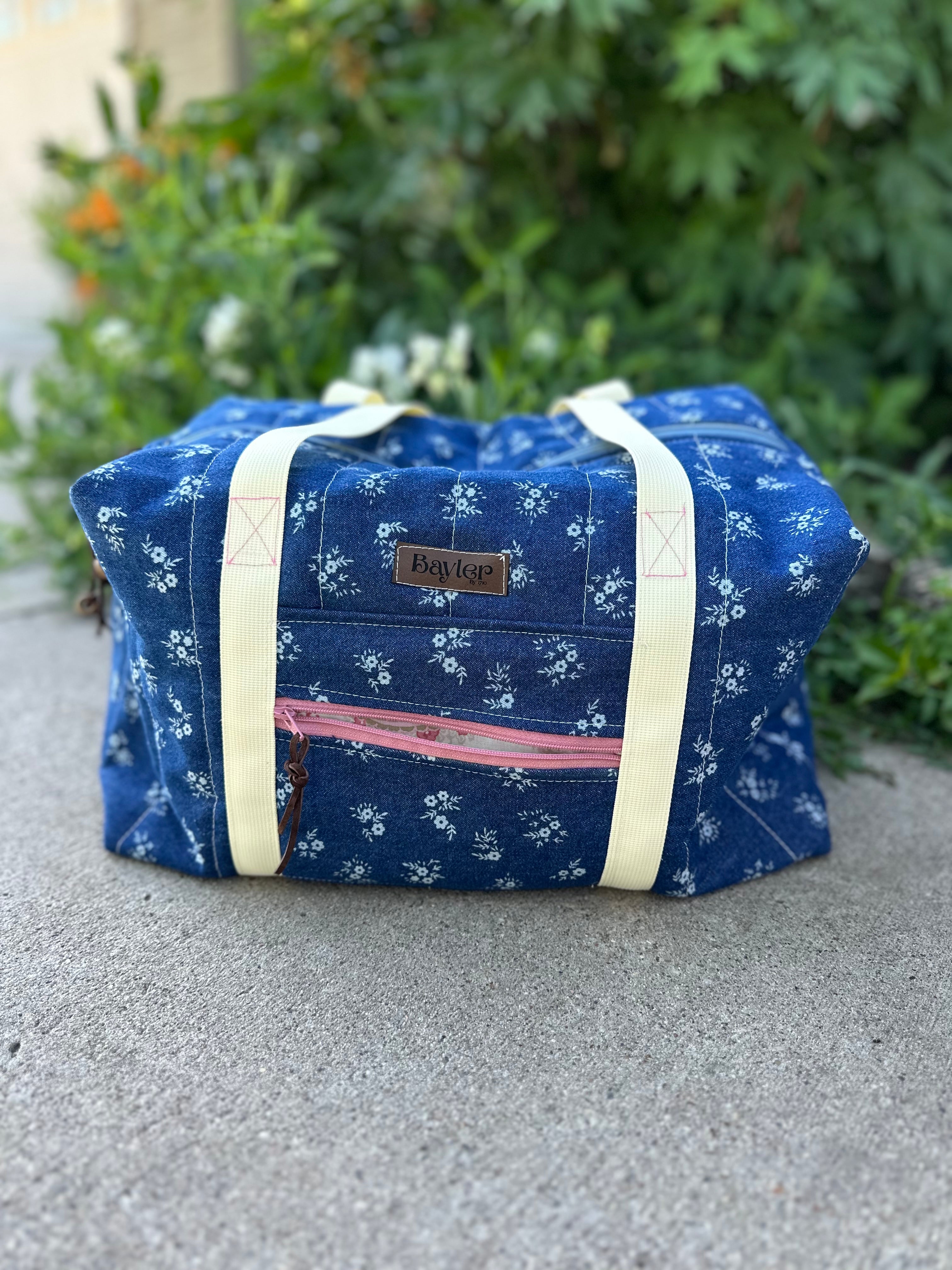 Denim Flower Duffle