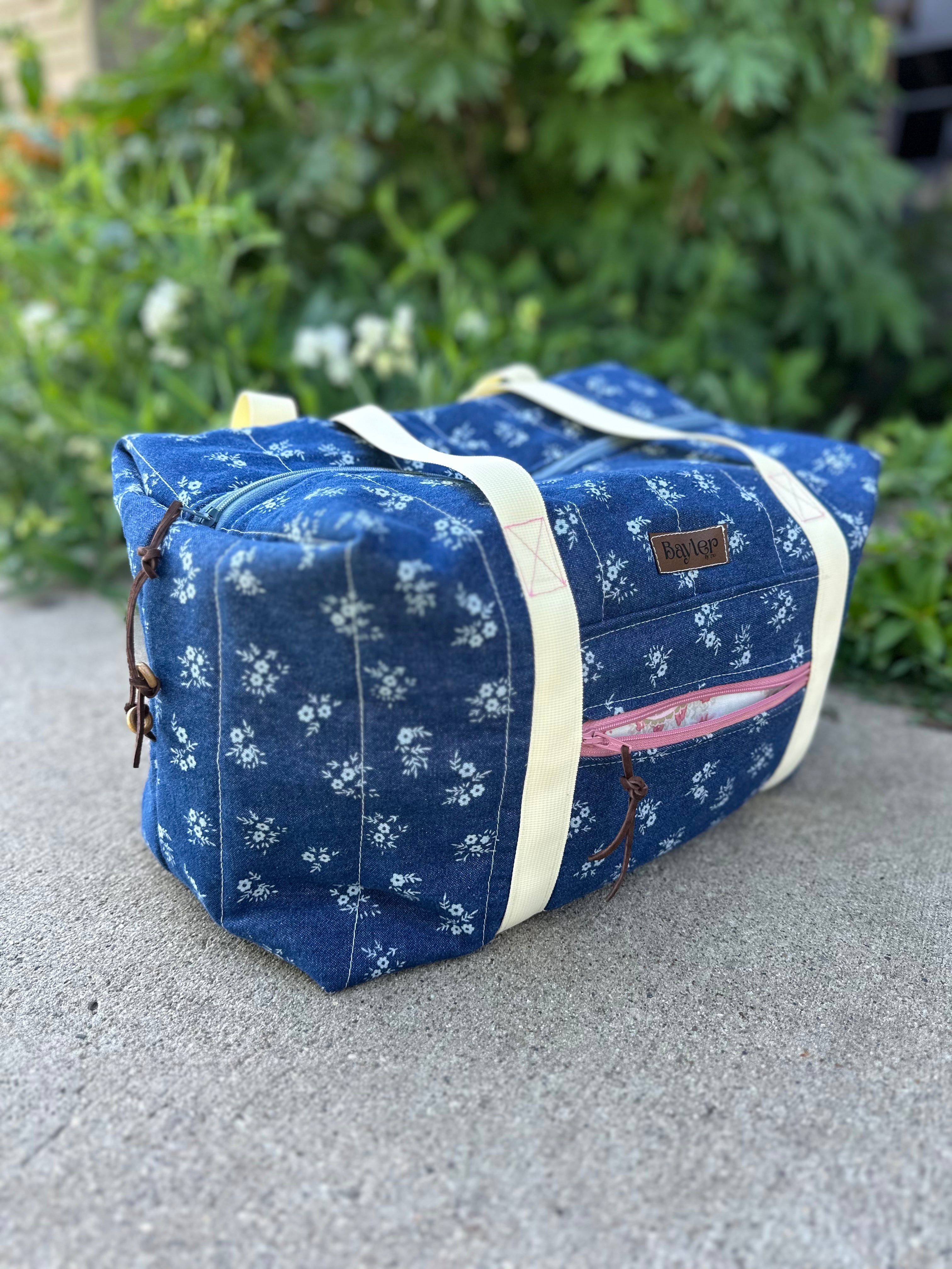 Denim Flower Duffle