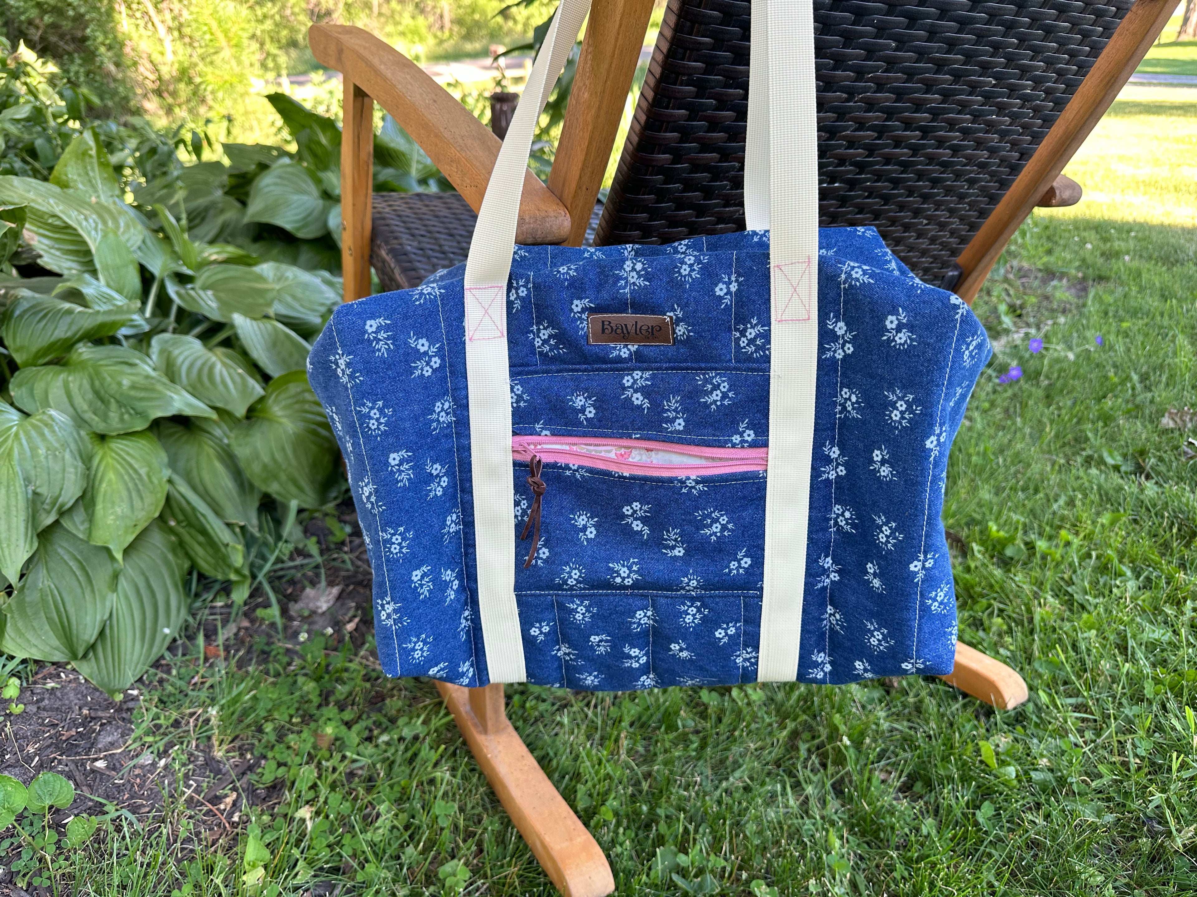 Denim Flower Duffle